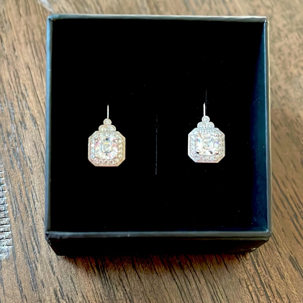 Platinum plated sterling silver antique style earrings